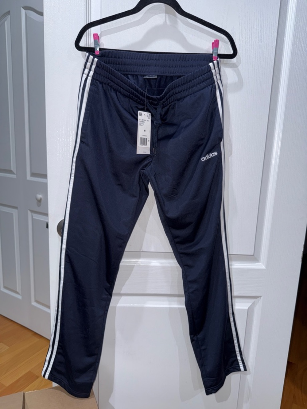 adidas Navy Track Pants with White Side Stripes